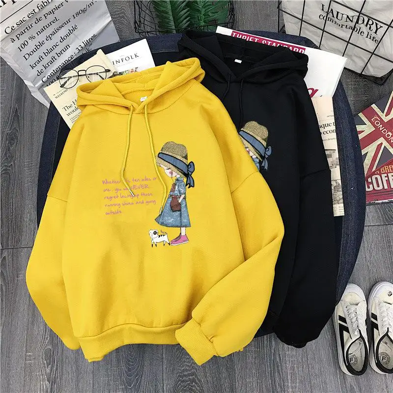 Модные свободные толстовки Топ трикотажный с буквенным принтом Harajuku пуловер стиль плюс бархатный плотный свитер Женская осенне-зимняя одежда - Цвет: ws15