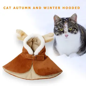 

Warm Cat Dog Cape Autumn Winter Plush Hoodie Xmas Elk Printed Dress Up Clothes Creating Cheerful Beautiful Atmosphere