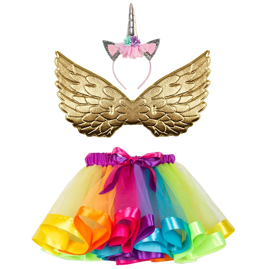 unicorn costume 10 Юбка-пачка+ крыло+ головной убор с рогом, детские костюмы на Хэллоуин для детей, новогодний и Рождественский костюм единорога для девочек - Цвет: unicorn costume 10