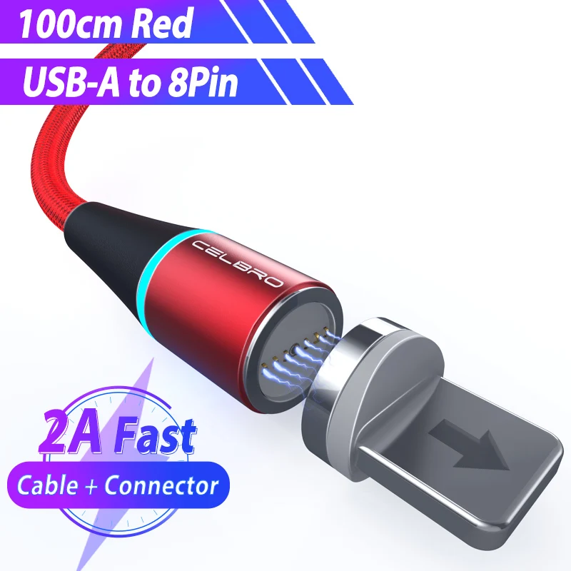 Магнитный кабель Micro usb type C Tipoc Led 5A Supercharge для huawei P30 P20 P10 mate 30 20 Pro Lite Cabo Usb Magnetico 1 м 3.3ft - Цвет: red for 8pin