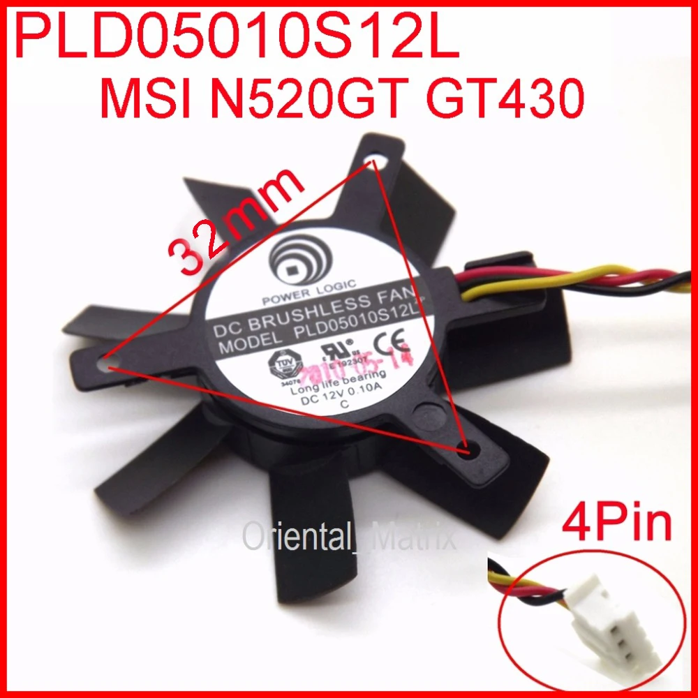 PLD05010S12L 12V 0.10A 45mm для MSI N440GT GT440 охлаждающий вентилятор видеокарты 32mm x 3Wire 4Pin|cooling