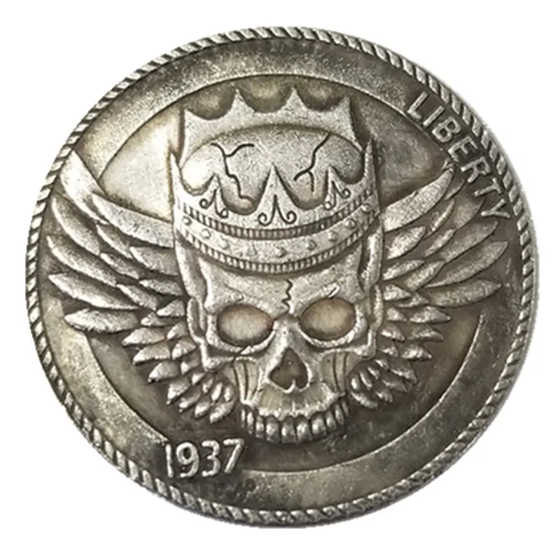 

US Hobo 1937 liberty Angel Skull Crown Morgan 5 cents Silver Plated Copy Coins old Coins Gift for collection drop shipping