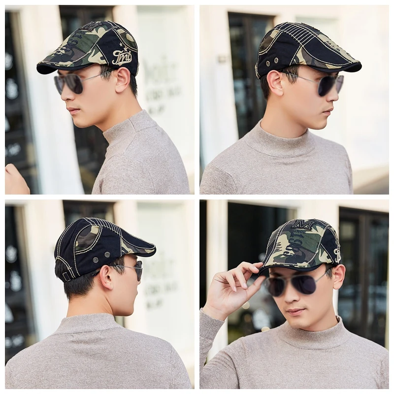 Cotton Men Beret Cap Adjustable Hats Men Women Lvy Cowboy Hat Golf Driving Summer Flat Cabbie Newsboy Caps Outdoor Camping Hikin