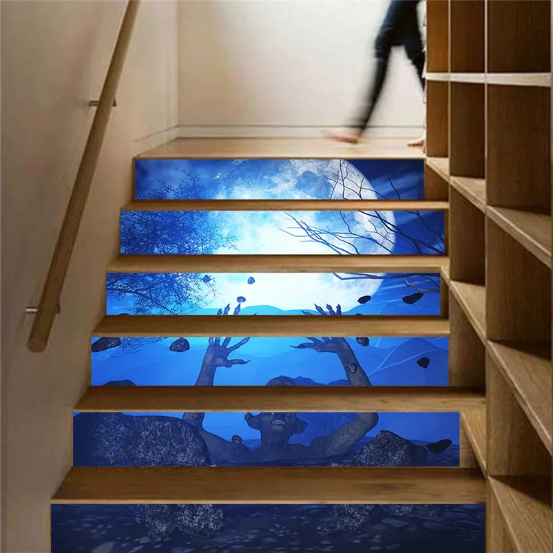 Halloween Staircase Decoration Stair Riser Floor Sticker DIY Wall Stairs Decal Stickers Muraux Pour Enfants Chambres 30SEP504
