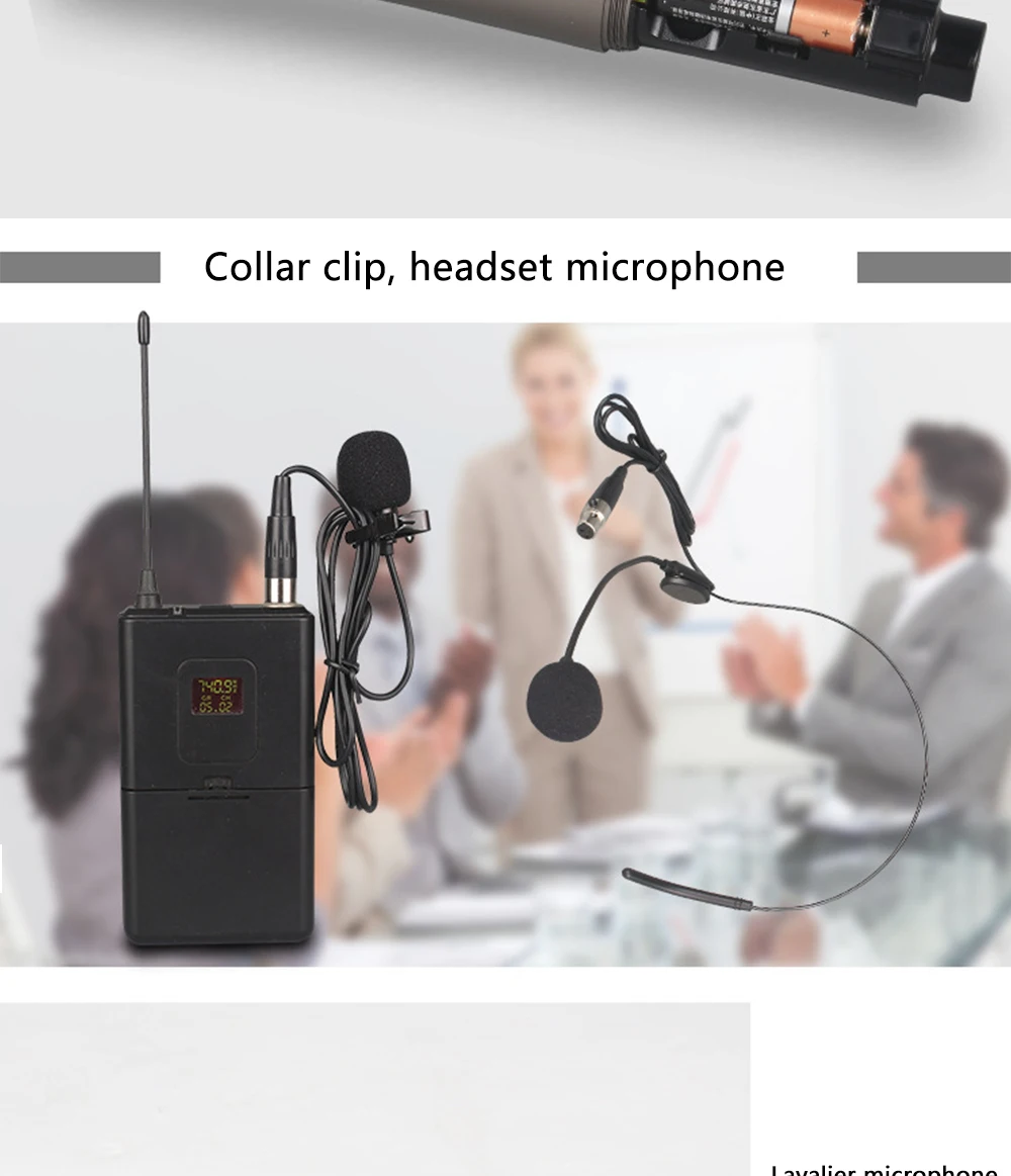 Беспроводной микрофонная система профессиональный УВЧ Беспроводной микрофон 8-канальный для выступления микрофон гарнитуры