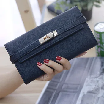 

2019 New Style Wallet Long Style for Women Japanese and Korean Women's Tri-Fold Buckle Clutch Bag Simple Wallet