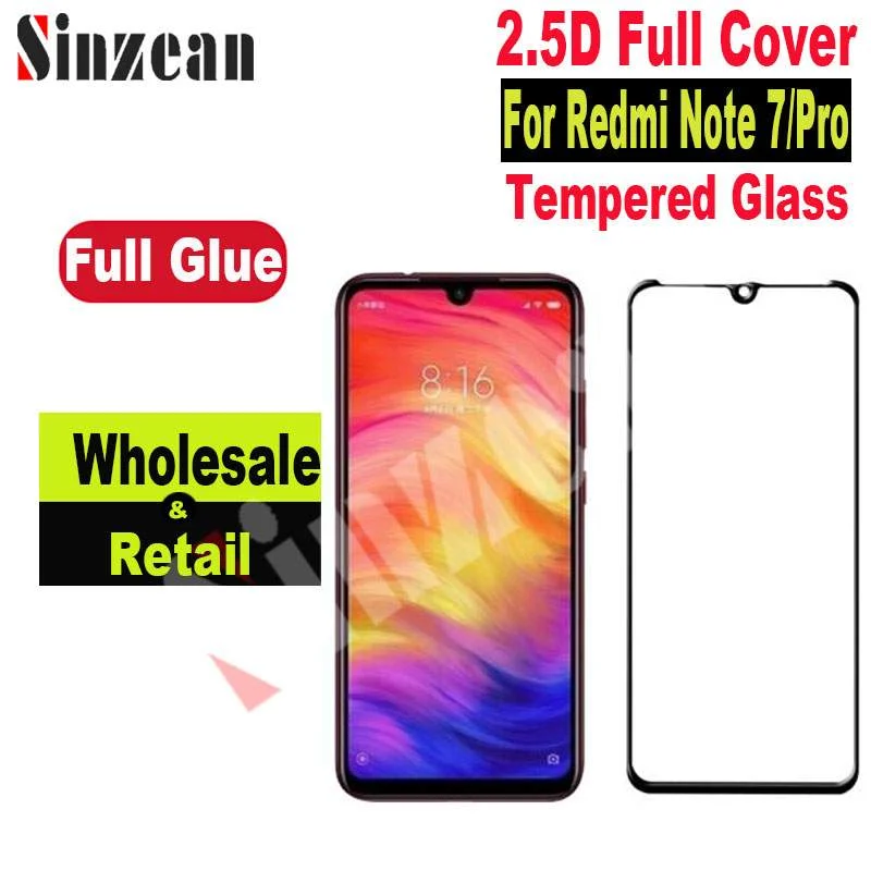 100 шт для Xiaomi Redmi 8/Note 7 pro 2.5D полное покрытие из закаленного стекла для Redmi 7/7A/Note 8 2.5D полный клей защитная пленка для экрана