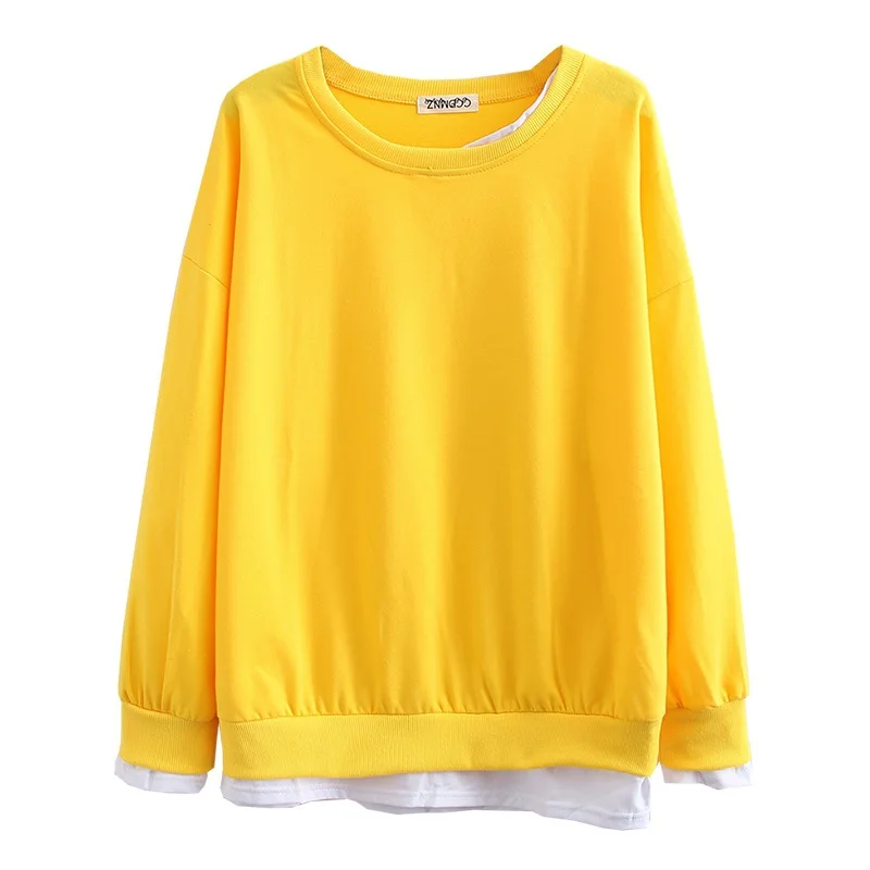 

Women's Solid Color Sweatshirt 2020 Autumn Oversize Ladies Splicing Loose Sweatshirt Streetweaer Hoody