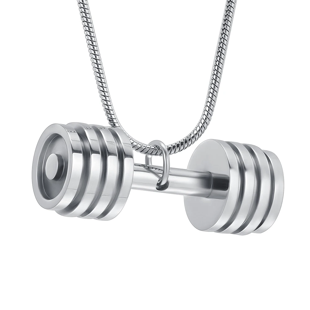 Dumbbell Shape Necklace to show Men's charm Cremation Jewelry For Ashes Keepsake Pendant Funeral Memorial Mini Urn Ashes Locket - Окраска металла: silver