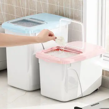 

Kitchen Moisture-Proof 30 Jin 20 Jin Rice Jar Plastic Storage Box Pest Control Rice Flour Rice Bucket Storage Box 15 Jin