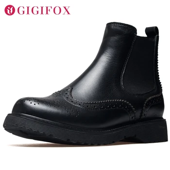 

Brand New Genuine Leather Slip On Skidproof Sole Ankle Chelsea Boots Stylish Brogue Winter Shoes Boots Women