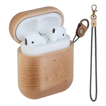 

Nature Shockproof Wooden Cover for AirPods 2 Premium Leather Sewn Handcrafted Case Cover for Airpods Walnut Case