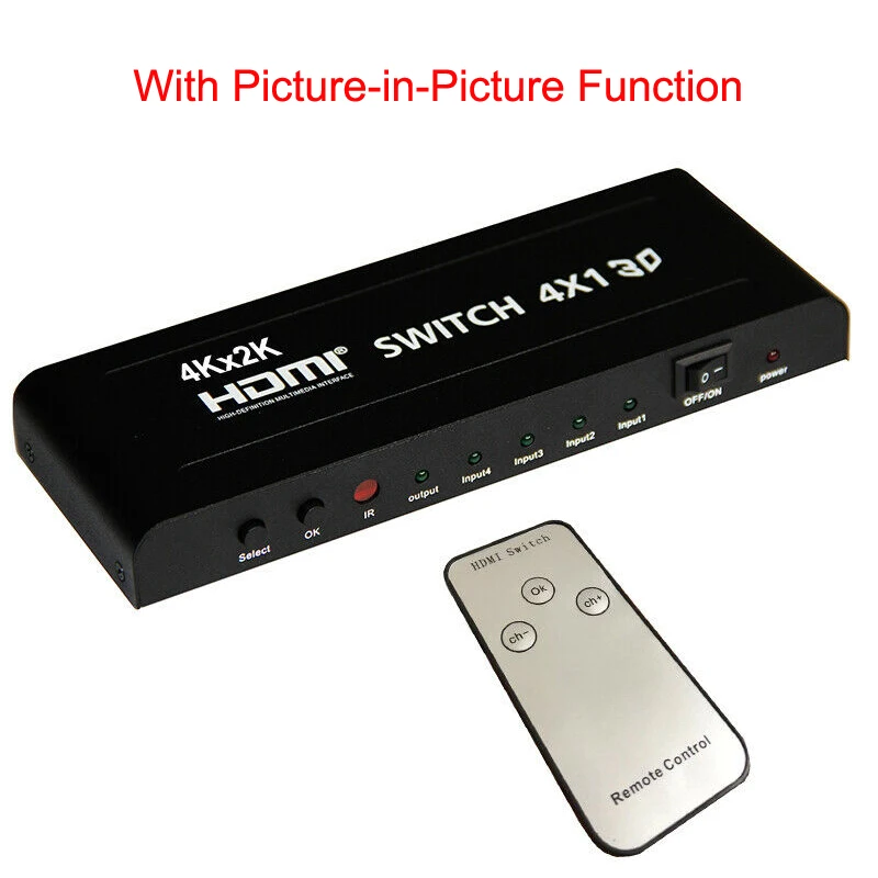 4x1 HDMI переключатель 3D коммутатор 4 к 4 в 1 выход видео конвертер с картинкой в картинке PIP IR пульт дистанционного управления для PS3 DVD ноутбук ПК к ТВ HD tv