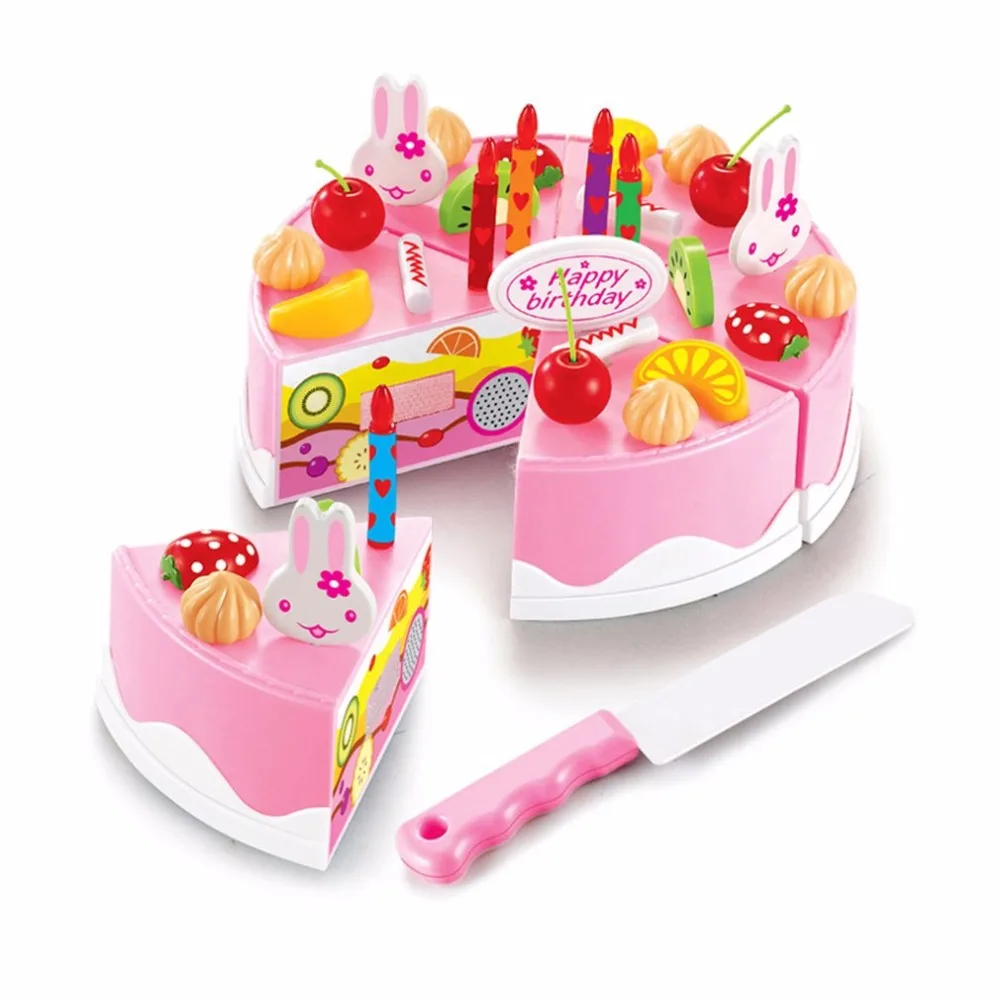 Горячие пластиковые милые детские Кухонные Игрушки для ролевых игр DIY Забавные разрезание торта ко дню рождения пищевой реквизит игрушки для девочек