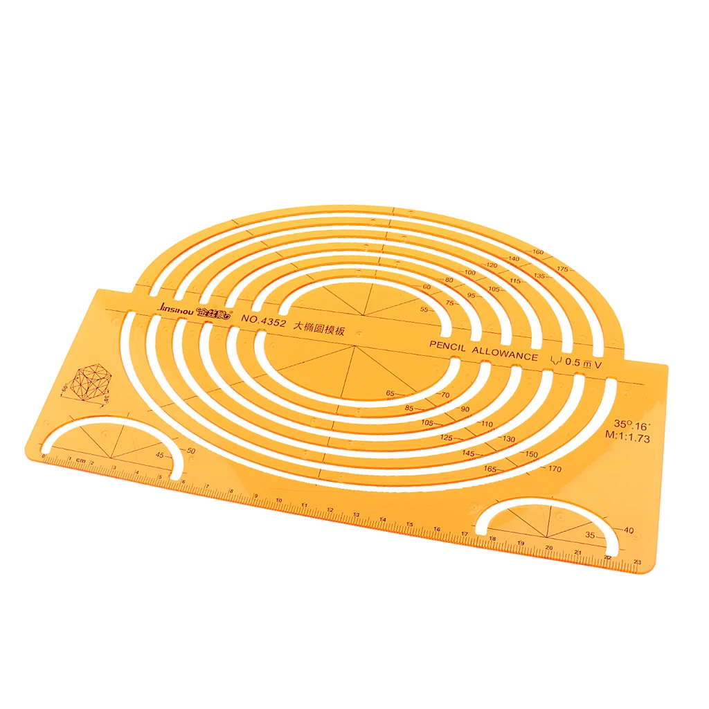 Plastic Students Math Draw Protractor Stencil Ruler Test Stencils 24