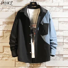 PFHQ camisa informal de manga larga para hombre, camisa de tapeta holgada a la moda, con una hilera de botones, estilo coreano, costura, primavera y otoño, 21D1827, 2021