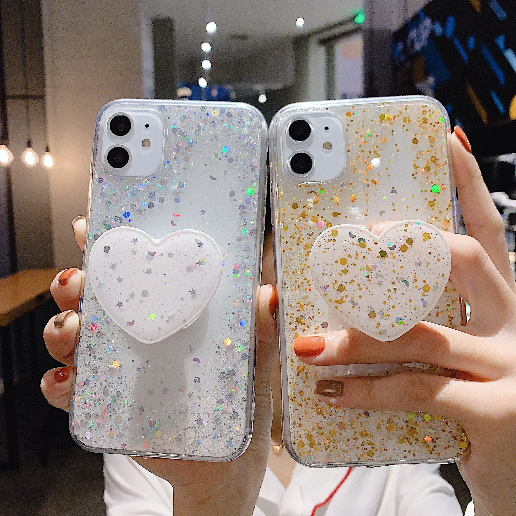 Блестящий чехол для телефона с сердечком iPhone 11 11pro max xr xs 6s 7 8 Plus задняя крышка |
