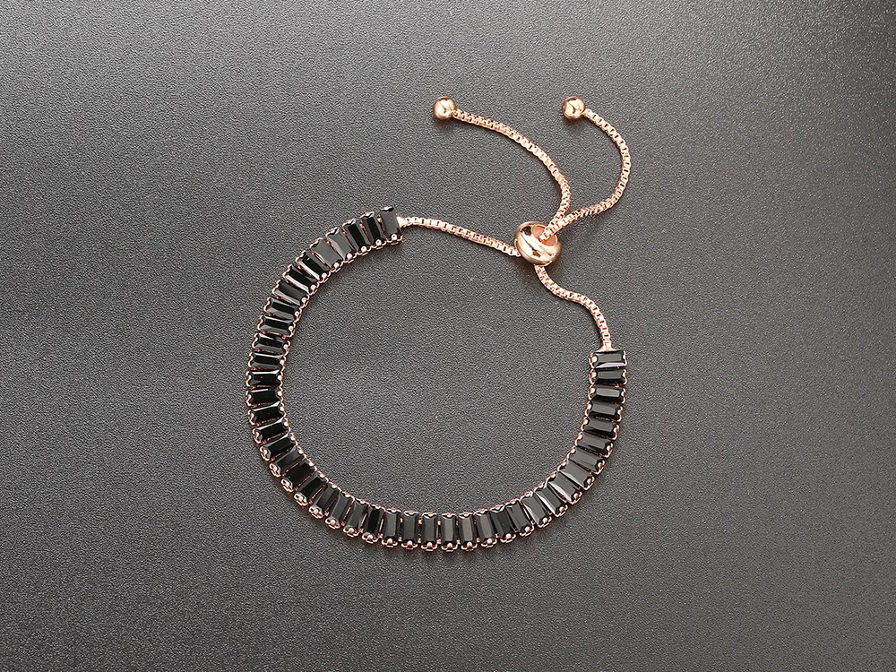Schwarz Kristall Tennis Armband für Frauen Steampunk Einstellbare Silber Farbe Kette auf Die Hand Freunde Geschenk Hippie Schmuck DZH051 – Detail 9