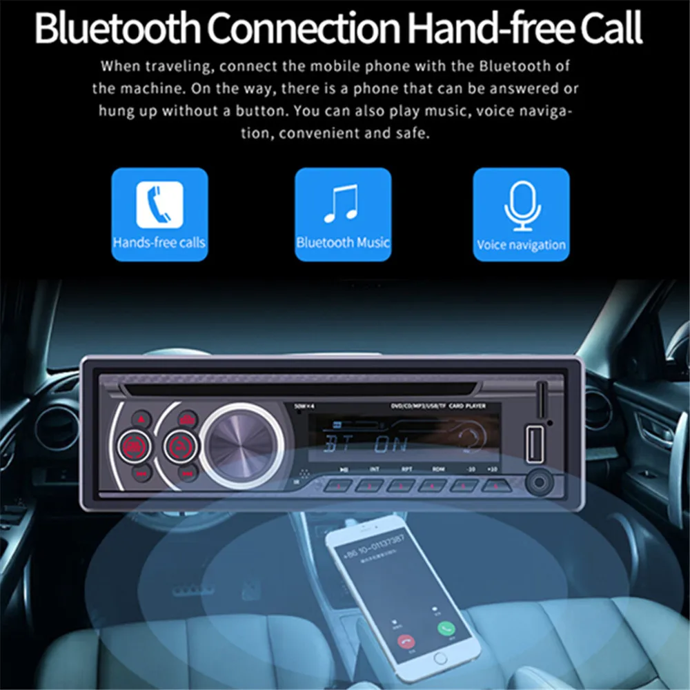 Автомобильный CD-плеер DVD VCD Player Bluetooth 4,0 Аудиомагнитола видео Выход музыкальный плеер DVD плеер/USB/AUX/TF ЖК-дисплей авто мультимедийный автомобильный DVD