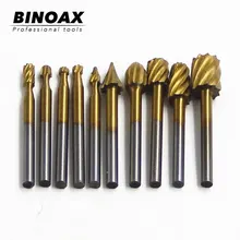 BINOAX 10 шт. Титан Dremel маршрутизация древесины роторный Фрезерный резак для деревообработки резной нож резак инструменты