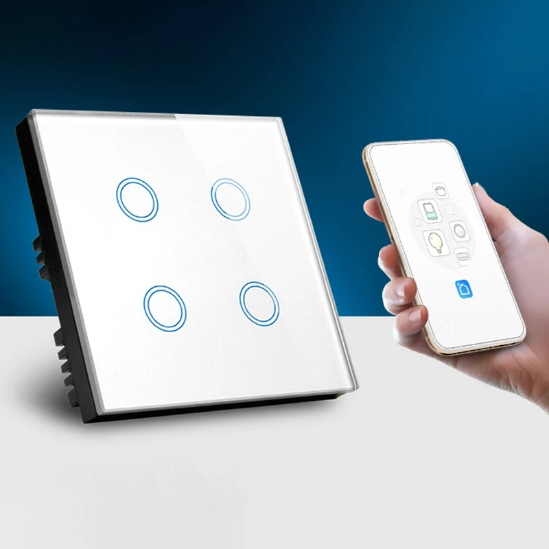 Британский стандарт Wifi смарт-коммутатор 4 банды, Alexa Голосовое управление настенный Wifi переключатель