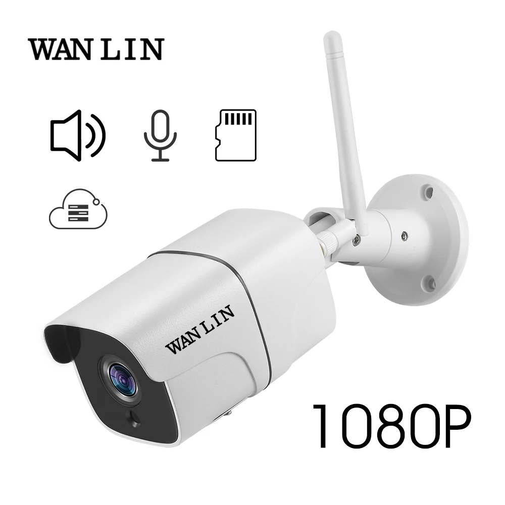 Беспроводная ip-камера WANLIN, 1080 P, Wifi, уличная металлическая пуля, встроенный микрофон, динамик, Onvif, облачное хранилище, MicroSD, TF карта, 128G