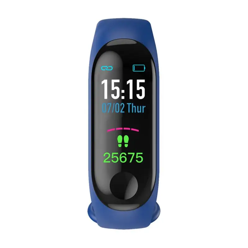 Водонепроницаемый шагомер для бега M3 фитнес-часы плюс Монитор артериального давления фитнес-трекер для измерения сердечного ритма умный браслет счетчик шагов - Цвет: Синий