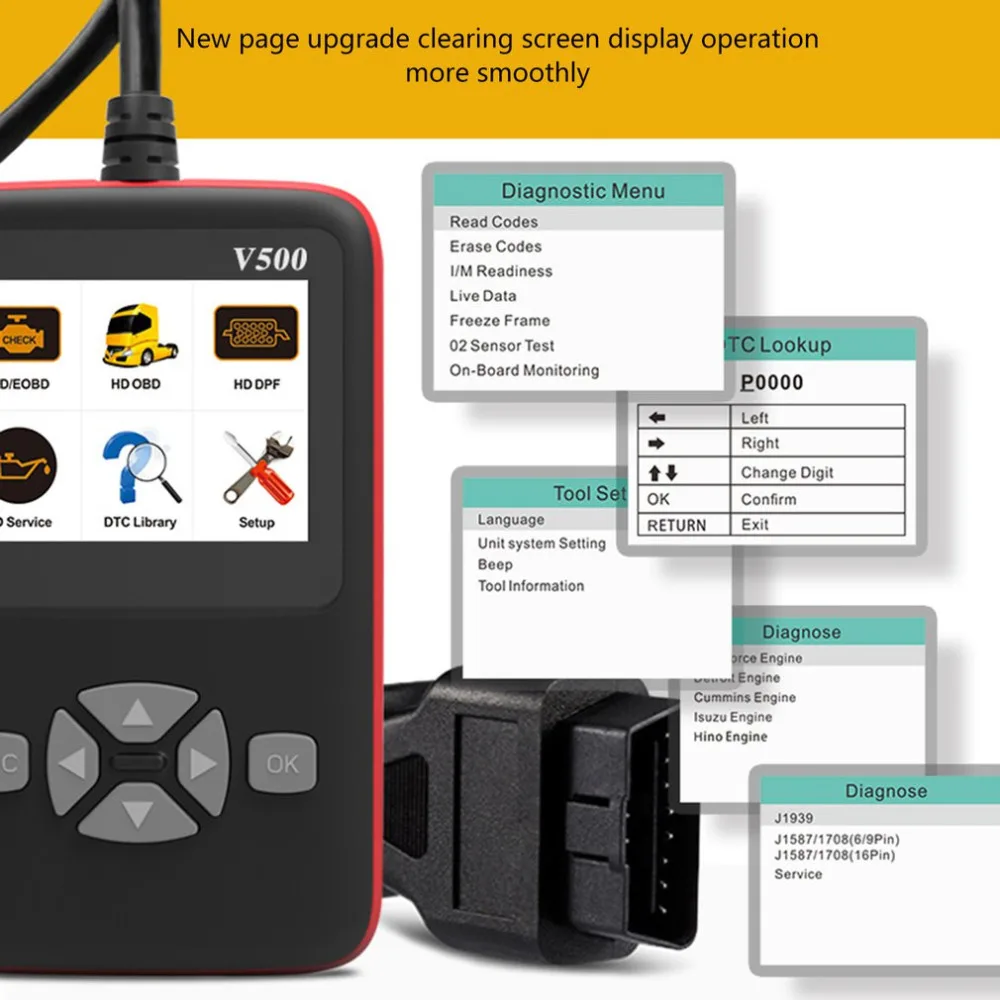 Горячая V500 OBD машина/Грузовик Диагностика CR-HD устройство сверхмощный грузовик диагностический инструмент код ридер сканер V500 грузовик диагностический сканер