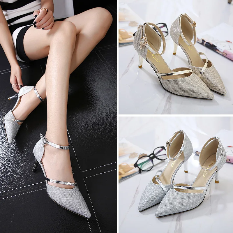 

Western Style Trend New Style High-heeled Sandals 2017 Summer New Style Pointed-Toe Thin Heeled Buckle WOMEN'S Shoes Sping Sanda