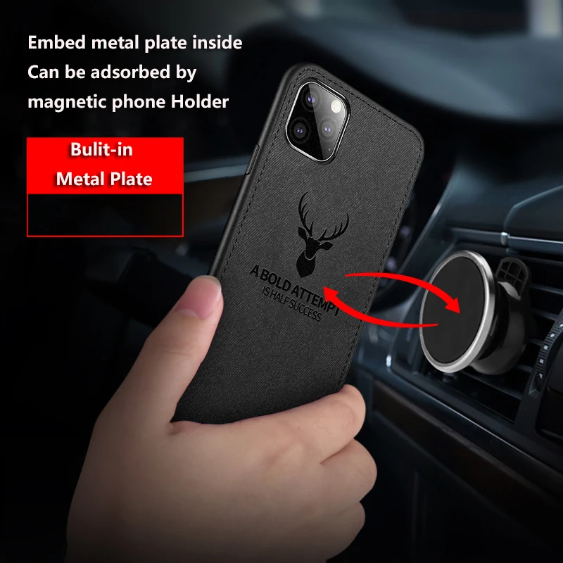 Горячая ткань текстура Олень 3D Мягкий ТПУ магнитный автомобильный чехол для IPHONE 11 Pro Max Встроенная Магнитная пластинка чехол для iPhone 11 Pro максимальный чехол