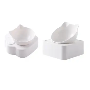 

Raised Cat Food Water Bowl with Detachable Elevated Stand Adjustable Tilted Pet Feeder Bowl No-Spill Cat Dog Bowl