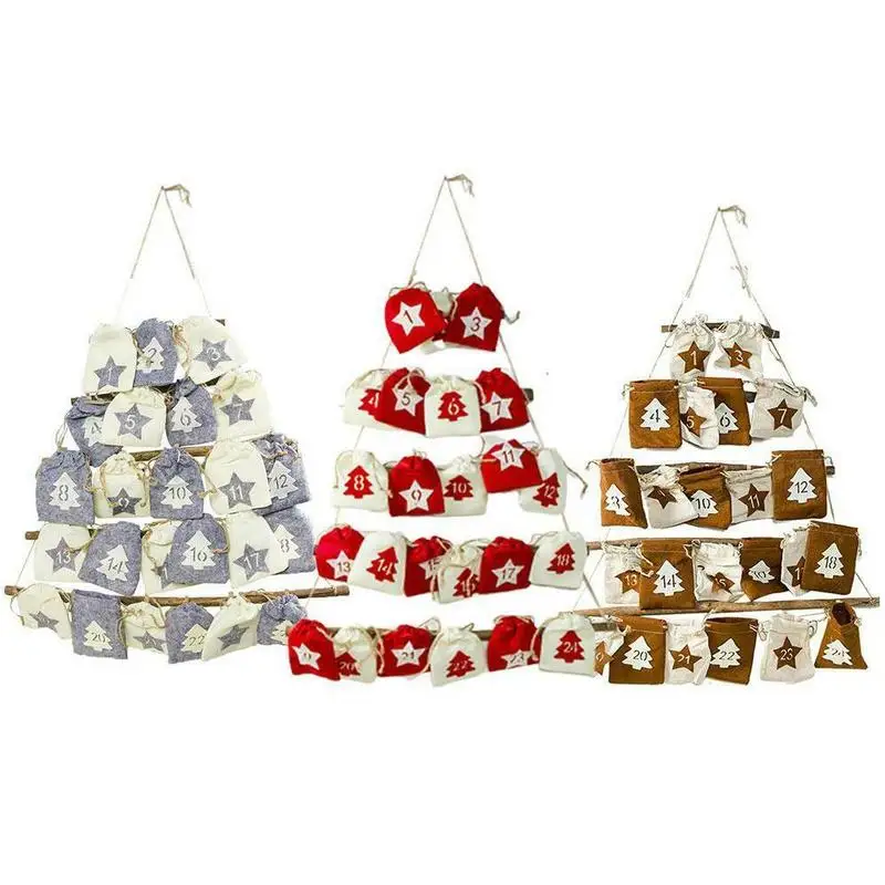 

Christmas Countdown Advent Calendar Hanging Bag Fabric Christmas Calendar Storage Bag New Year Merry Xmas Decoration 60*65cm