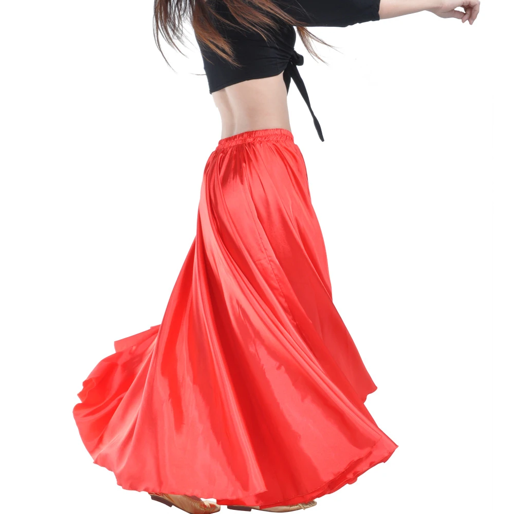 Shining Satin Long Spanish Skirt Swing dancing skirt Belly Dance skirt