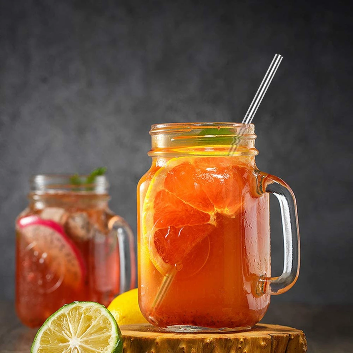 DGN Drinkrietjes van roestvrij staal, 12-delige set, herbruikbare metalen rietjes met 2 reinigingsborstels, kleurrijke metalen rietjes (recht en gebogen), voor sap, koffie, mojito, smoothies