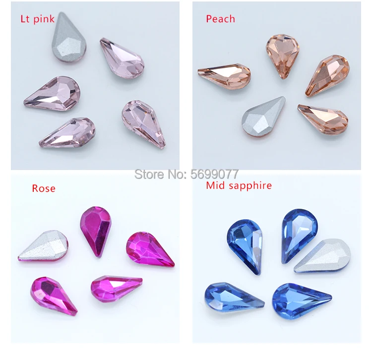 5–13 mm, alle Größen, 24 Farben, Kristall-Wassertropfen, Strass-Glassteine, Punkt für Hochzeitskleid, Schmuck, Nagelkunst, DIY-Dekorationen – Detail 7