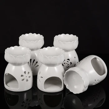 

White Ceramic Wax Burner Small Tealight Candle Essential Oil Burner Holder Burner Incense Art Candle Aromatherapy Furnace Decor