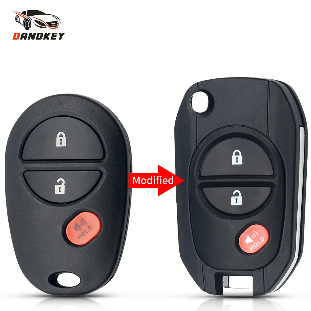 

Dandkey Flip Replacement Key Case For Toyota Sienna Highlander Sequoia Avalon 2004 2016 Remote Control Key Shell 2+1 Buttons