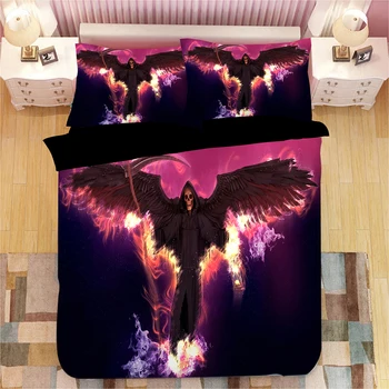 

Thanatos Bedding Set Duvet Covers Pillowcases Grim Reaper Skull Reaper Comforter Bedding Set Bedclothes Bed Linen(NO Sheet)