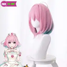 

The Idolmaster Cinderella Girls Anime Cosplay Wigs Yumemi Riamu Short Bobo Styled Pink Wig Heat Resistant Hair + Wig Cap