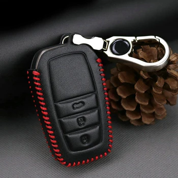 

Leather Car Key Fob Cover Case For Toyota highlander CHR Hilux Aygo Aygo Rav4 Camry Auris Prado 2019 Key Ring shell Accessories