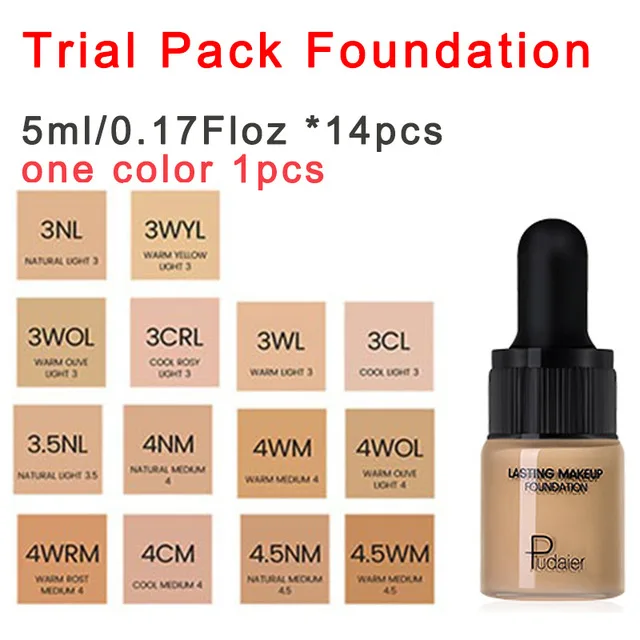 Trial pack 14pcs Матовый макияж тональный крем для лица профессиональный консилер макияж Тональная основа с высоким покрытием жидкий стойкий Maquillaje - Цвет: Trial pack 14pcs