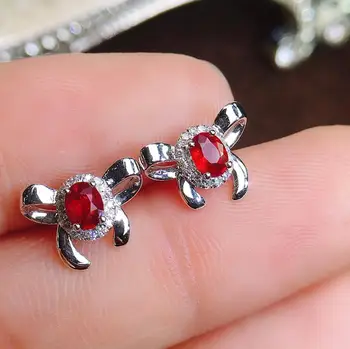 

Ruby Earrings Real Pure 18 K Gold AU750 Nature Red Ruby 0.65ct Female's Fine Earrings Fine Christmas Gift women Stud Earrings