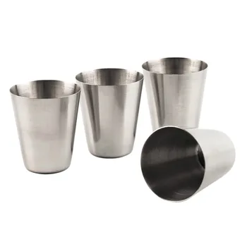 

1 Set 4Pcs 30ML 70ML 180ML Stainless Steel Camping Cup Mug Outdoor Camping Hiking Folding Portable Tea Coffee Beer Cup