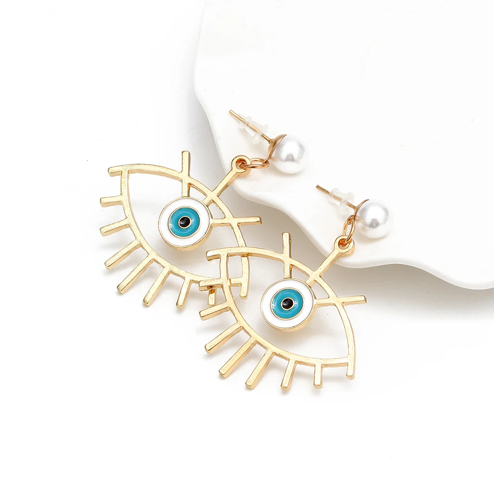 EVIL EYE, золотая запонка из сплава, серьги, полые, падение масла, турецкий синий глаз, серьги, модные украшения для женщин, девушек, EY6471