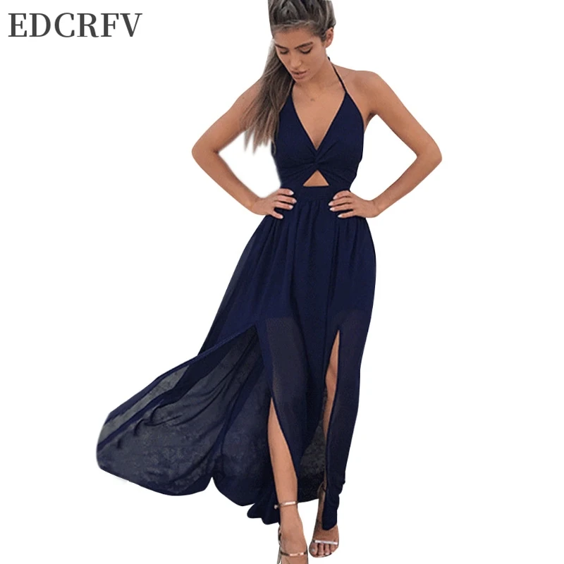 

2019 New Women BOHO Floral Print Beach Dress Sleeveless Maxi Dress Party Dress