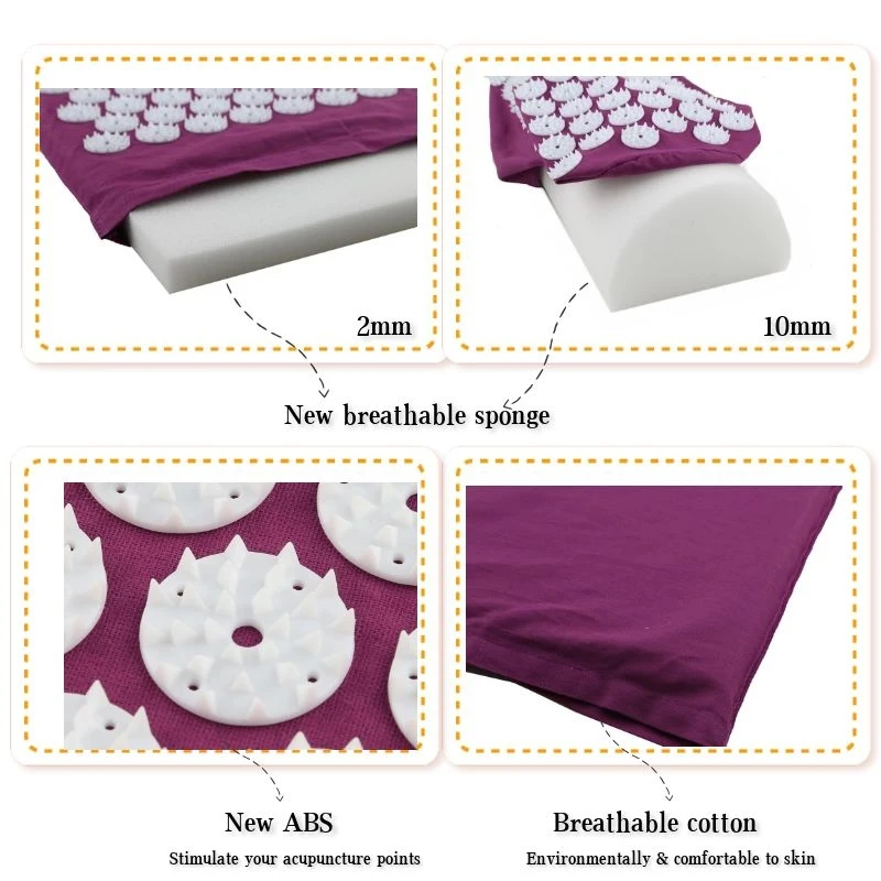 Memory Foam Acupressure Spike Mat Set With Acupressure Neck Pillow