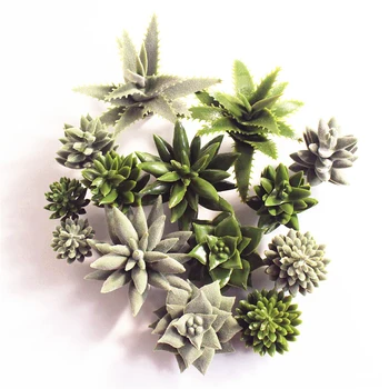 

Artificial Tropical Succulent Plants Lotus Landscape Decorative Flower Mini Green Fake Flocked Aloe Plastic Plants