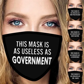 

1Pcs Adult Unisex Letter Simple Printing Black Mouth Masks Dustproof Protection Washable Earloop Breathable Face Mask mascarilla