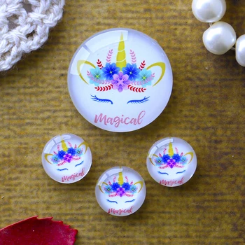 

12mm 25mm 14mm 16mm 18mm 20mm Photo Glass Cabochons Round Cameo Set Handmade Settings Unicorn 09