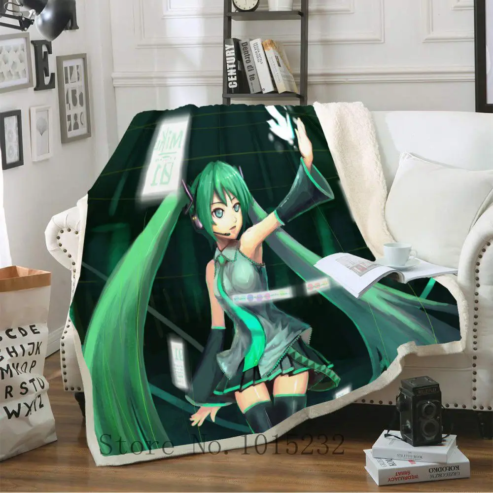 Hatsune Мику 3D печатных шерпа одеяло диване пододеяльник путешествия постельные принадлежности Outlet бархат плюшевый плед Флисовое одеяло покрывало 01
